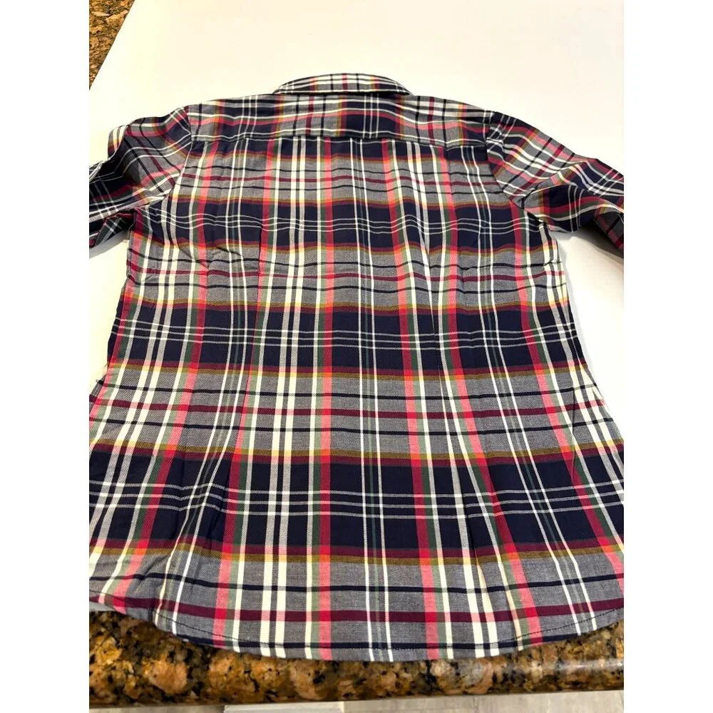 Womens Plaid Button-Up Long Sleeve Shirt Boyfriend Style Classic Collar Multicol - Picture 3 of 7